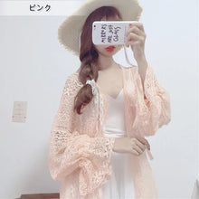 画像をギャラリービューアに読み込む, レデイースファッションレース花柄切り替えカジュアルコーデしやすいカーディガンカジュアルアウター日焼け止め