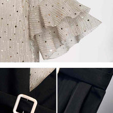 画像をギャラリービューアに読み込む, スパンコール付きシースルーブラウス&オーバーオールセットアップ