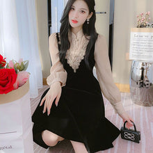 画像をギャラリービューアに読み込む, 重ね風レース花柄切替デートワンピース