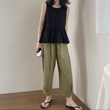 画像をギャラリービューアに読み込む, 3カラー選択ノースリーブフレア裾トップス&カジュアルパンツセットアップ