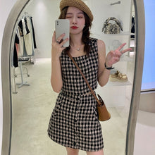 画像をギャラリービューアに読み込む, チェック柄ノースリーブベストトップス&ショートパンツセットアップ