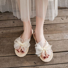 画像をギャラリービューアに読み込む, メッシュ蝶結び飾りサンダルスリッパ夏コーデシューズ