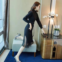 画像をギャラリービューアに読み込む, レデイースファッション無地長袖切り替えデザインスタイルコーデしやすいデートワンピース