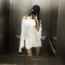 画像をギャラリービューアに読み込む, 高見えエレガント女性ファッション無地長袖コーデしやすいスリットTシャツトップス