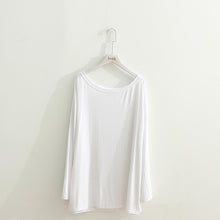 画像をギャラリービューアに読み込む, 高見えエレガント女性ファッション無地長袖コーデしやすいスリットTシャツトップス