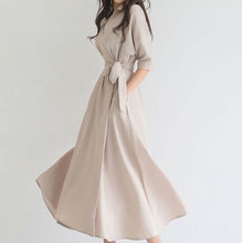 画像をギャラリービューアに読み込む, 人気沸騰 エレガントVネック切り替えレギュラーウエストAライン無地デートワンピース