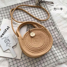 画像をギャラリービューアに読み込む, ストローウーブンバッグ丸バッグショルダーバッグ