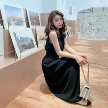 画像をギャラリービューアに読み込む, 優しい雰囲気シフォン無袖ファッション通勤気質無地ロングデートワンピース(ベルト付き)