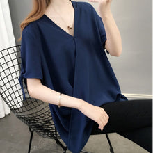 画像をギャラリービューアに読み込む, 夏新作シフォンソリッドカラー半袖ブラウストップス