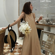 画像をギャラリービューアに読み込む, フリル裾無袖オールインワン無地シンプルジャンプスーツオールインワン