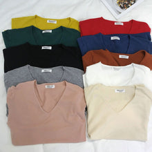 画像をギャラリービューアに読み込む, 人気沸騰ニットvネック半袖トップス