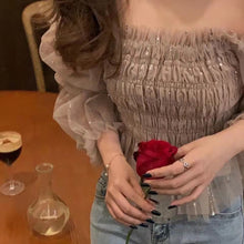 画像をギャラリービューアに読み込む, 手触り良くフリル裾メッシュデザインスタイル長袖コーデしやすいシャツ・ブラウストップス