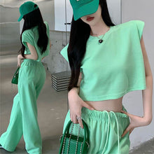 画像をギャラリービューアに読み込む, フレンチ袖ショートタイプトップス&カジュアルパンツセットアップ