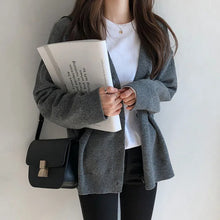 画像をギャラリービューアに読み込む, ニット無地カーディガンリゾートアウターシンプルコーデ