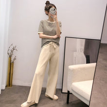 画像をギャラリービューアに読み込む, ストライプ柄半袖トップス&無地ガウチョセットアップ