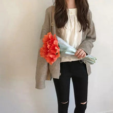 画像をギャラリービューアに読み込む, ニット無地カーディガンリゾートアウターシンプルコーデ