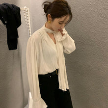画像をギャラリービューアに読み込む, ギャザープリーツデザインフラウンススリーブブラウスシャツトップス