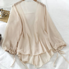 画像をギャラリービューアに読み込む, シースルーパフスリーブカーディガン日焼け対策アウター