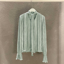 画像をギャラリービューアに読み込む, ギャザープリーツデザインフラウンススリーブブラウスシャツトップス