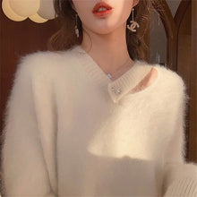 画像をギャラリービューアに読み込む, 3COLORS手触り良くデザイン感ゆるリラックス透かし彫りニットトップス