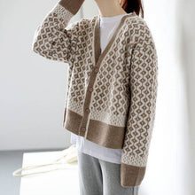 画像をギャラリービューアに読み込む, チェック柄ニットカーディガン春コーデアウター