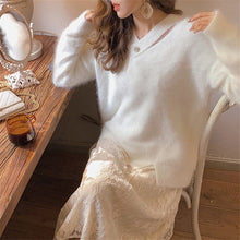 画像をギャラリービューアに読み込む, 3COLORS手触り良くデザイン感ゆるリラックス透かし彫りニットトップス