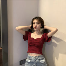 画像をギャラリービューアに読み込む, 多カラー選択ドレープ半袖ニットTシャツ