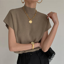 画像をギャラリービューアに読み込む, 3カラー選択無袖フレンチ袖無袖カジュアルコーデしやすいニットカジュアルトップス