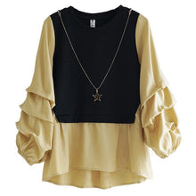 画像をギャラリービューアに読み込む, 4カラー選択デザインスタイルファッション切り替えゆったり着痩せ効果シャツ・ブラウス(飾り付き)