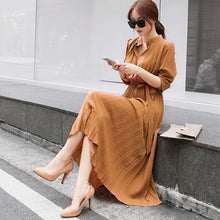 画像をギャラリービューアに読み込む, プリーツ無地デートワンピースベルト付きエレガント優雅ワンピース人気ワンピース