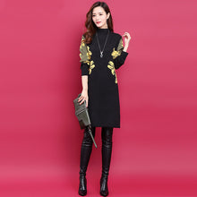 画像をギャラリービューアに読み込む, エレガント女性ファッション高見えファッション花柄ゆったり着痩せ効果ニットワンピース