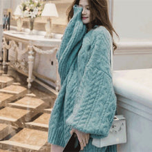 画像をギャラリービューアに読み込む, けだるい風気質ファッション厚手ランタンスリーブ長袖ゆったり着痩せ効果ニットカジュアルワンピース