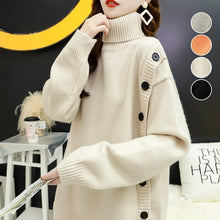 画像をギャラリービューアに読み込む, 4カラーボタンデザインハイネックけだるい風ニットセータートップス