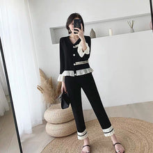 画像をギャラリービューアに読み込む, フレア裾フラウンススリーブニットカーディガン&カジュアルパンツセットアップ