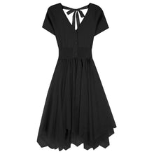 画像をギャラリービューアに読み込む, ニット切り替え半袖後ろボウタイメッシュスカートデートワンピース