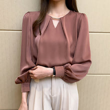 画像をギャラリービューアに読み込む, 滑らか生地高見えファッション気質Vネック長袖コーデしやすい通勤シャツ・ブラウストップス