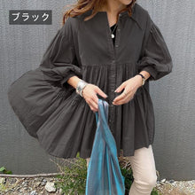 画像をギャラリービューアに読み込む, 7カラーフリル裾パフスリーブブラウストップス