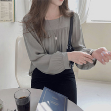 画像をギャラリービューアに読み込む, 無地ドレープカジュアルブラウストップス