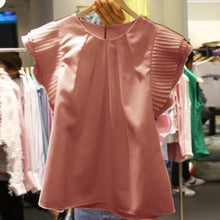 画像をギャラリービューアに読み込む, フリル裾フレンチ袖無地ブラウストップス