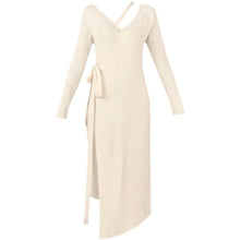 画像をギャラリービューアに読み込む, INSファッションエレガント女性Vネック気質デザインスタイル長袖ロングニットワンピース