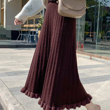 画像をギャラリービューアに読み込む, 3カラー選択韓国風ゆったり合わせやすいニットロングAラインドレープスカート