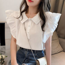 画像をギャラリービューアに読み込む, フリル袖無地大人かわいいブラウストップス