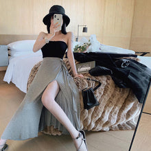 画像をギャラリービューアに読み込む, 無地カジュアルリゾートスカートロングスカートストラップゴム