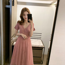 画像をギャラリービューアに読み込む, ニット切り替え半袖後ろボウタイメッシュスカートデートワンピース