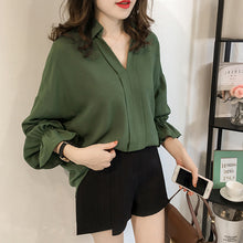 画像をギャラリービューアに読み込む, フラウンススリーブ無地シフォンブラウストップス