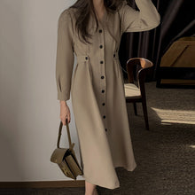 画像をギャラリービューアに読み込む, 2カラー選択無地ボタン付きミニマリストスタイルデザインスタイルゆったりカジュアルワンピース