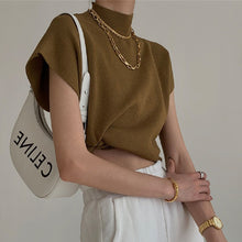 画像をギャラリービューアに読み込む, 3カラー選択無袖フレンチ袖無袖カジュアルコーデしやすいニットカジュアルトップス