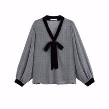 画像をギャラリービューアに読み込む, 蝶結びボウタイパフスリーブシャツ・ブラウストップス