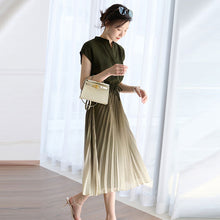 画像をギャラリービューアに読み込む, グラデーションプリーツワンピースフレンチ袖ワンピースデートエレガンス