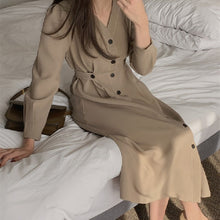 画像をギャラリービューアに読み込む, 2カラー選択無地ボタン付きミニマリストスタイルデザインスタイルゆったりカジュアルワンピース